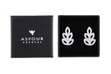 Asfour Crystal Clips Earrings With 3 Leaf Flower In 925 Sterling Silver ED0029