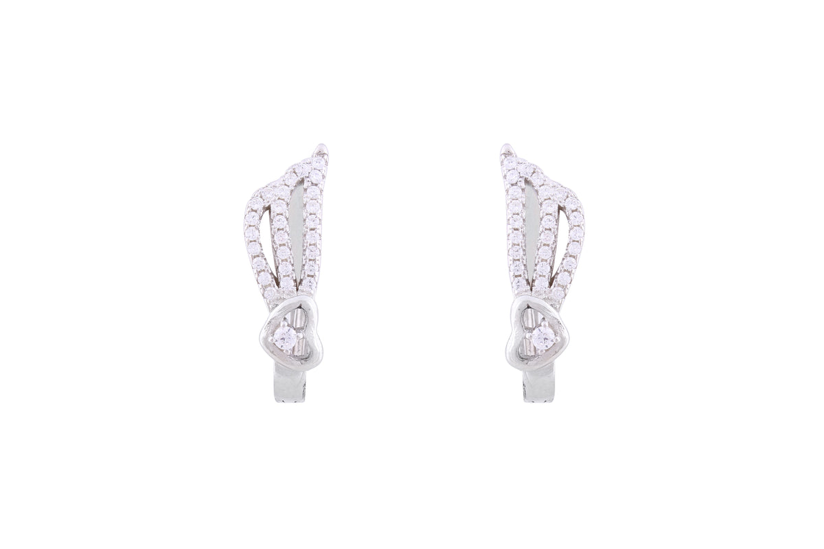 Asfour Crystal Clips Earrings With Heart Design Inlaid With Zircon In 925 Sterling Silver ED0030