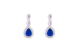 Asfour Crystal Clips Earrings With Blue Pear Design In 925 Sterling Silver ED0031-B