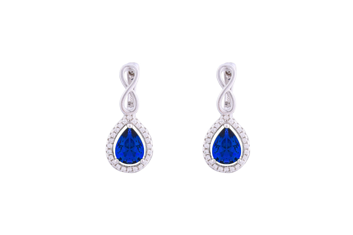 Asfour Crystal Clips Earrings With Blue Pear Design In 925 Sterling Silver ED0031-B