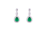 Asfour Crystal Clips Earrings With Emerald Pear Design In 925 Sterling Silver ED0031-G