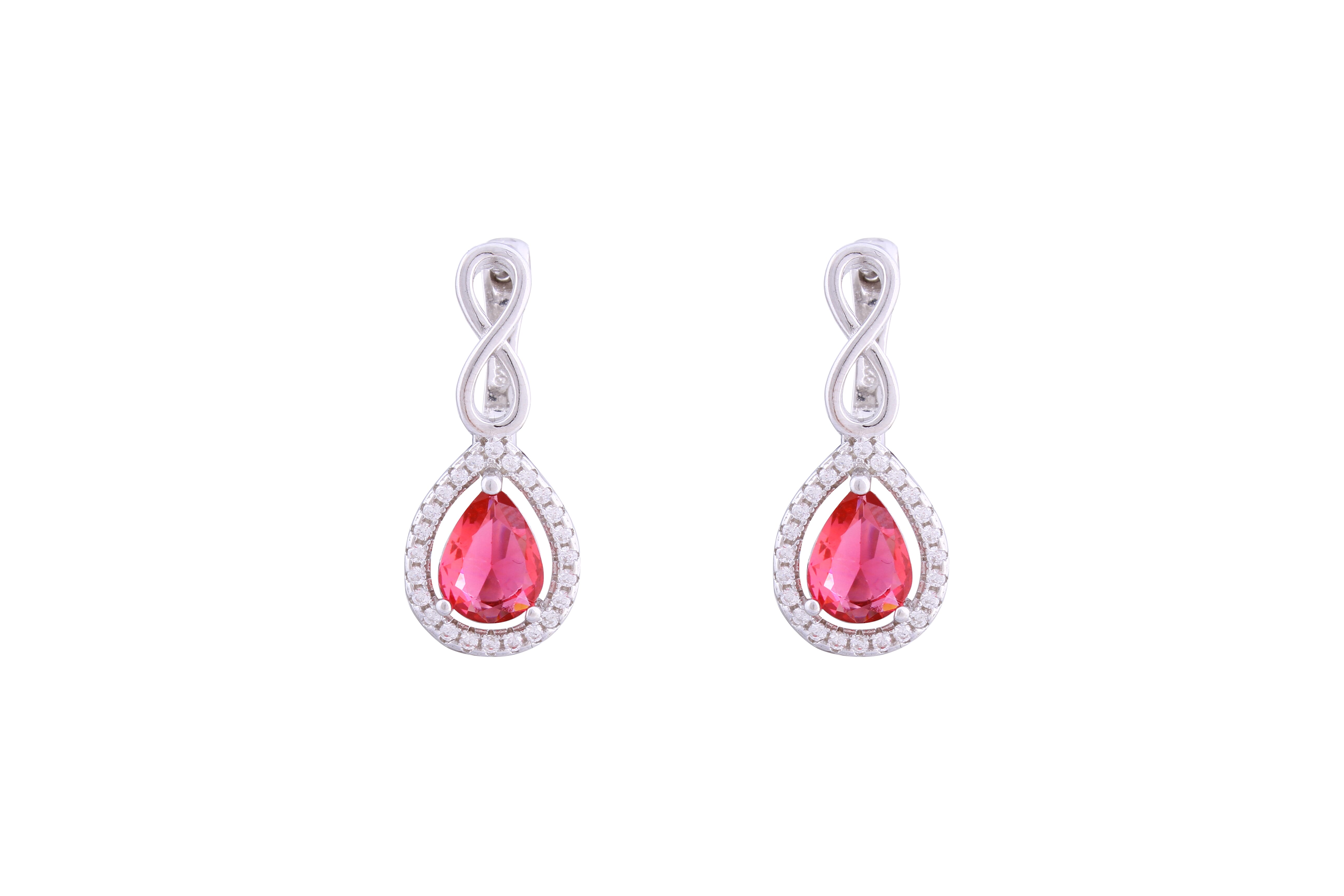 Asfour Crystal Clips Earrings With Dark Rose Pear Design In 925 Sterling Silver ED0031-O5