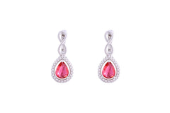 Asfour Crystal Clips Earrings With Dark Rose Pear Design In 925 Sterling Silver ED0031-O5