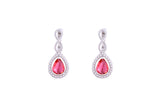 Asfour Crystal Clips Earrings With Dark Rose Pear Design In 925 Sterling Silver ED0031-O5