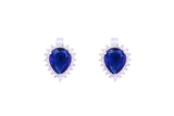 Asfour Crystal Clips Earrings With Blue Pear Design In 925 Sterling Silver ED0032-B
