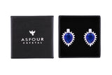 Asfour Crystal Clips Earrings With Blue Pear Design In 925 Sterling Silver ED0032-B
