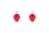 Asfour Crystal Clips Earrings With Fuchsia Pear Design In 925 Sterling Silver ED0032-F