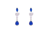 Asfour Crystal Drop Earrings With Blue Pear Design In 925 Sterling Silver ED0033-B