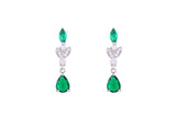 Asfour Crystal Drop Earrings With Emerlad Pear Design In 925 Sterling Silver ED0033-G