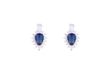 Asfour Crystal Drop Earrings With Blue Pear Design In 925 Sterling Silver ED0034-B