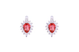 Asfour Crystal Drop Earrings With Dark Rose Pear Design In 925 Sterling Silver ED0034-O5