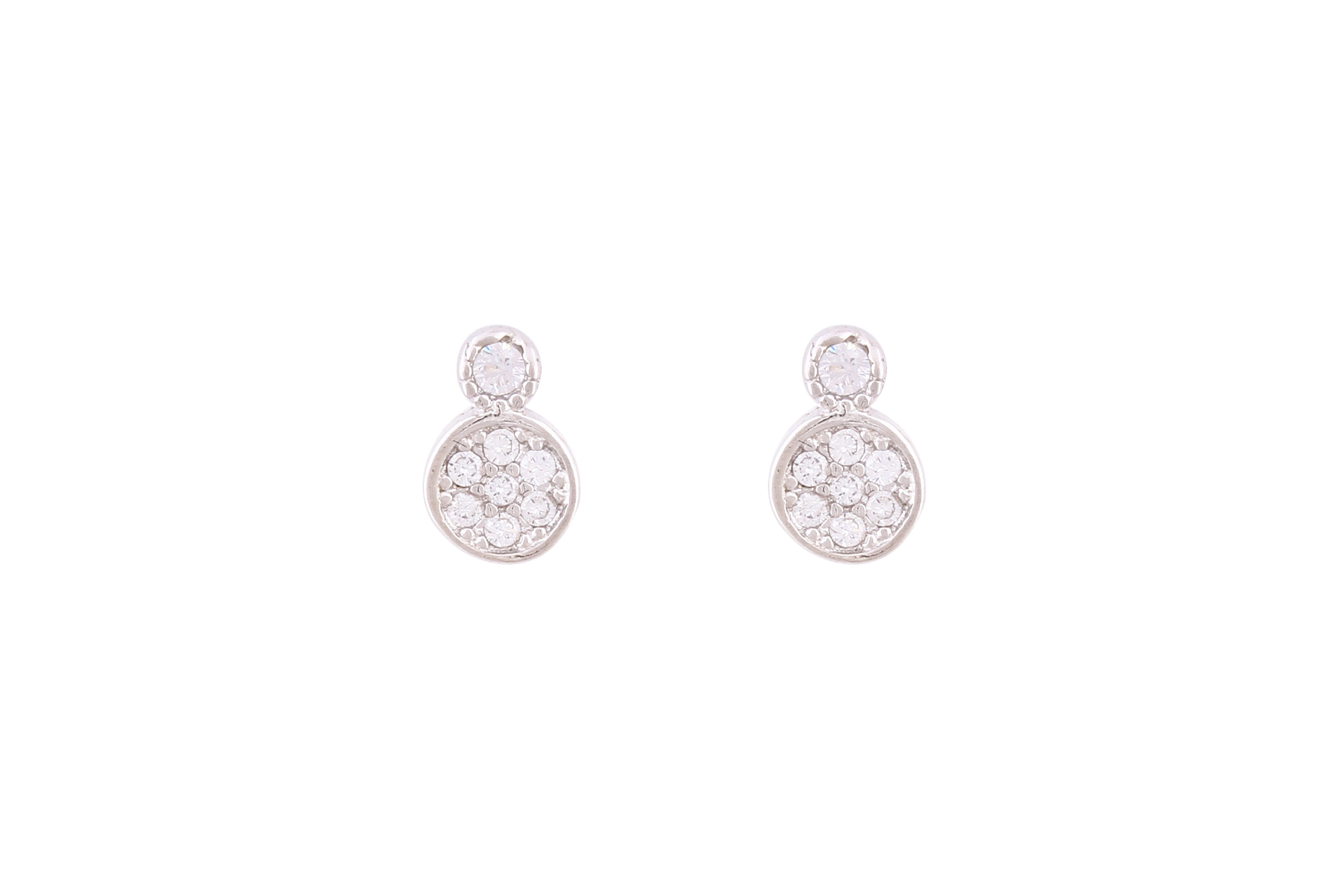 Asfour Crystal Stud Earrings With Round Design Inlaid With Zircon In 925 Sterling Silver ED0038