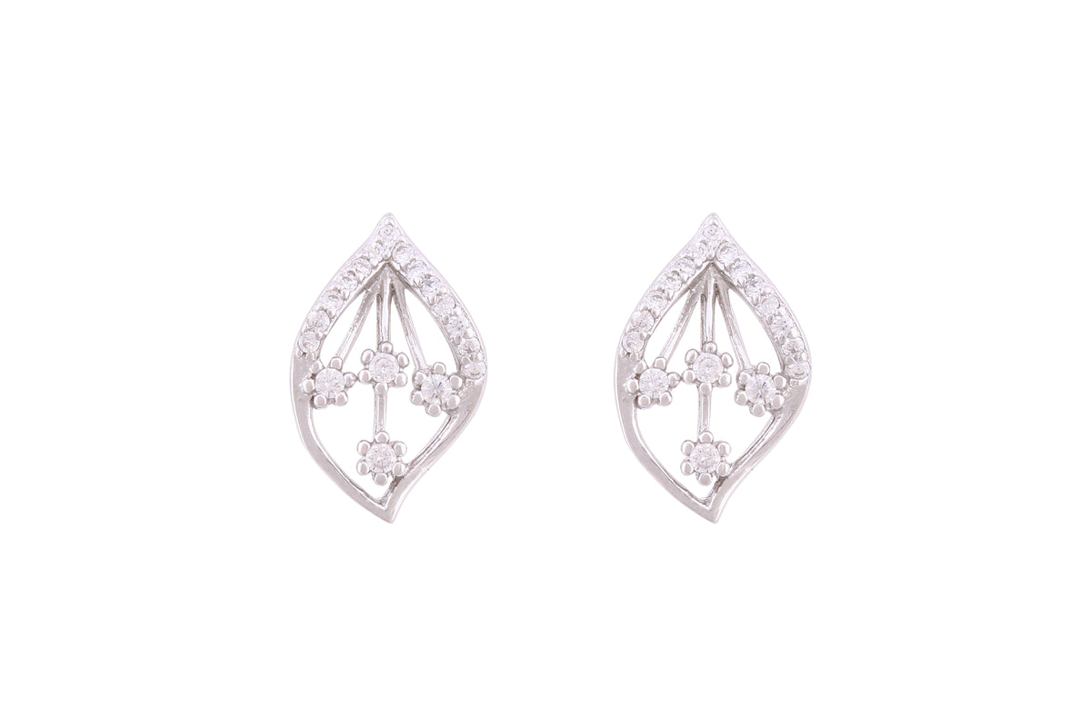 Asfour Crystal Stud Earrings With Art Deco Design Inlaid With Zircon In 925 Sterling Silver ED0039