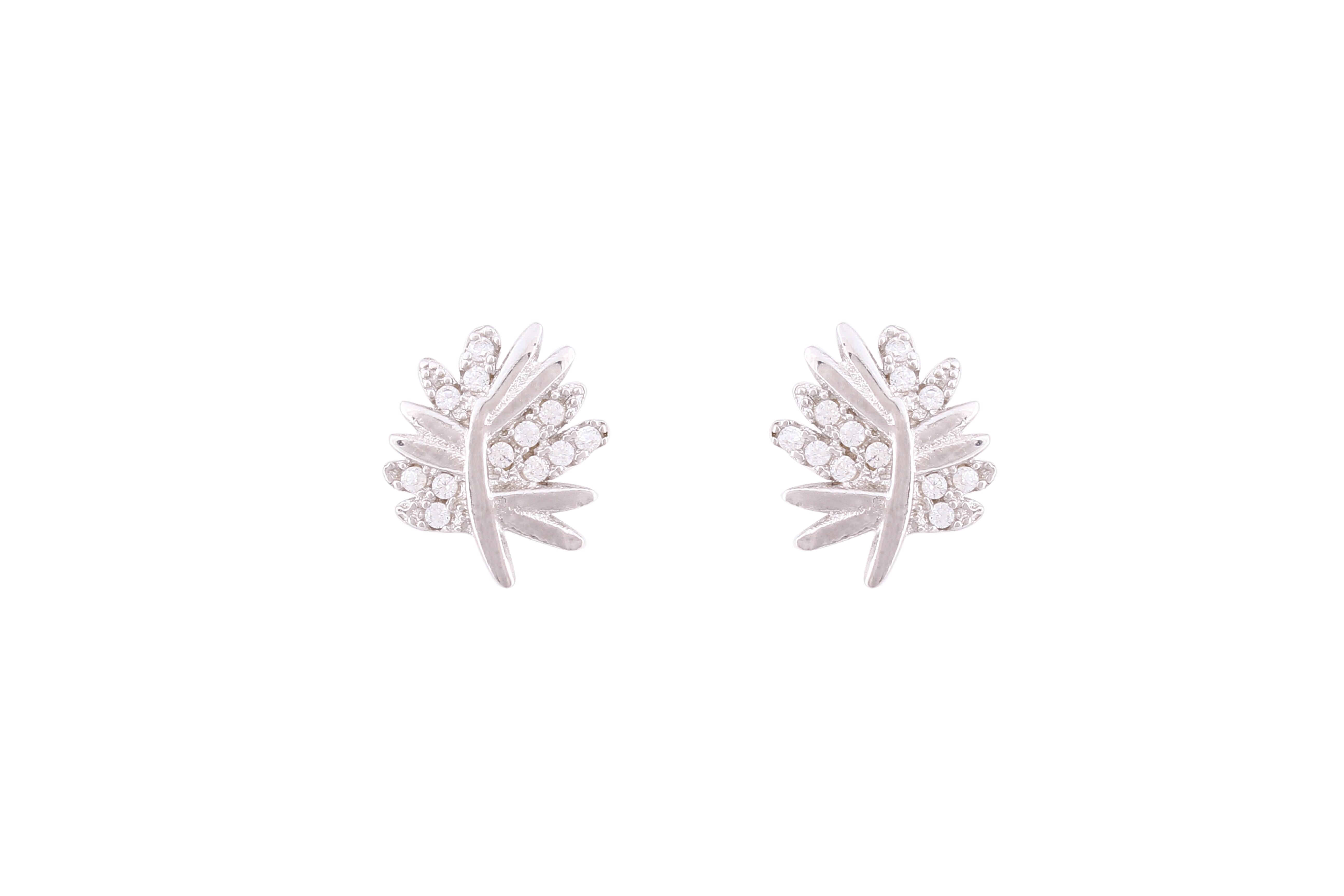 Asfour Crystal Stud Earrings With Tree Design Inlaid With Zircon In 925 Sterling Silver ED0046