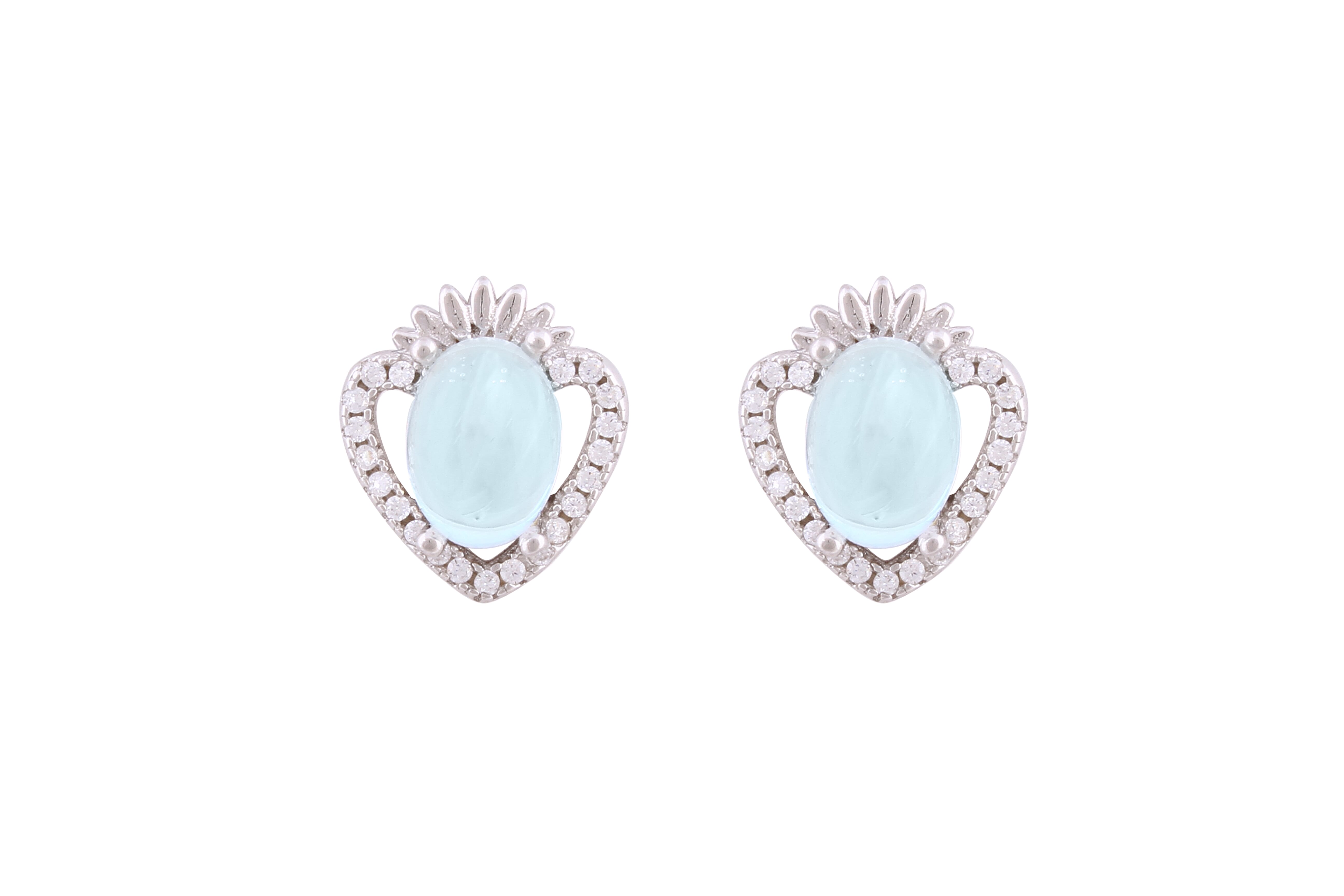 Asfour Crystal Stud Earrings With Heart Design Inlaid With Zircon In 925 Sterling Silver ED0053