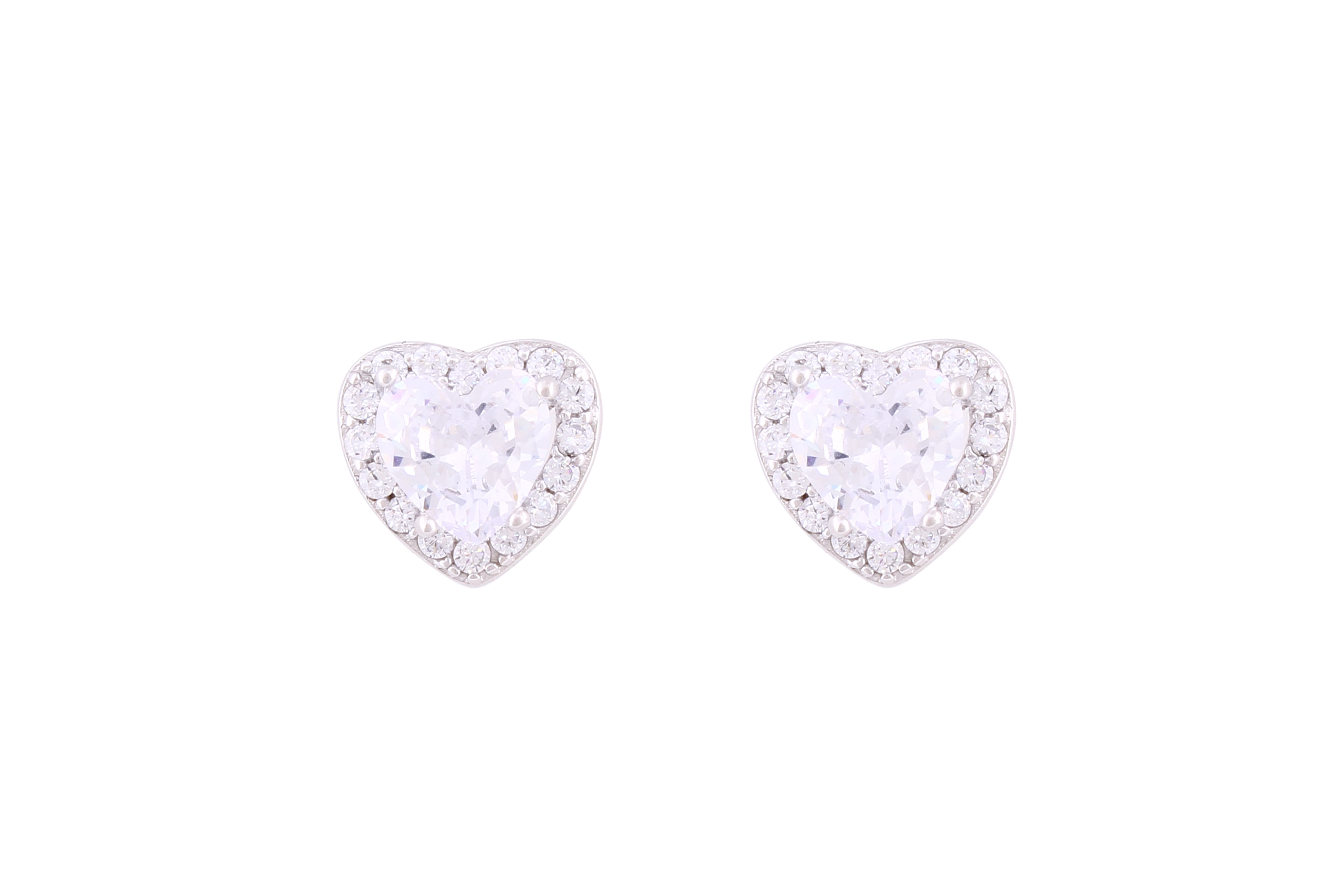 Asfour Crystal Stud Earrings With Heart Design Inlaid With Zircon In 925 Sterling Silver ED0060