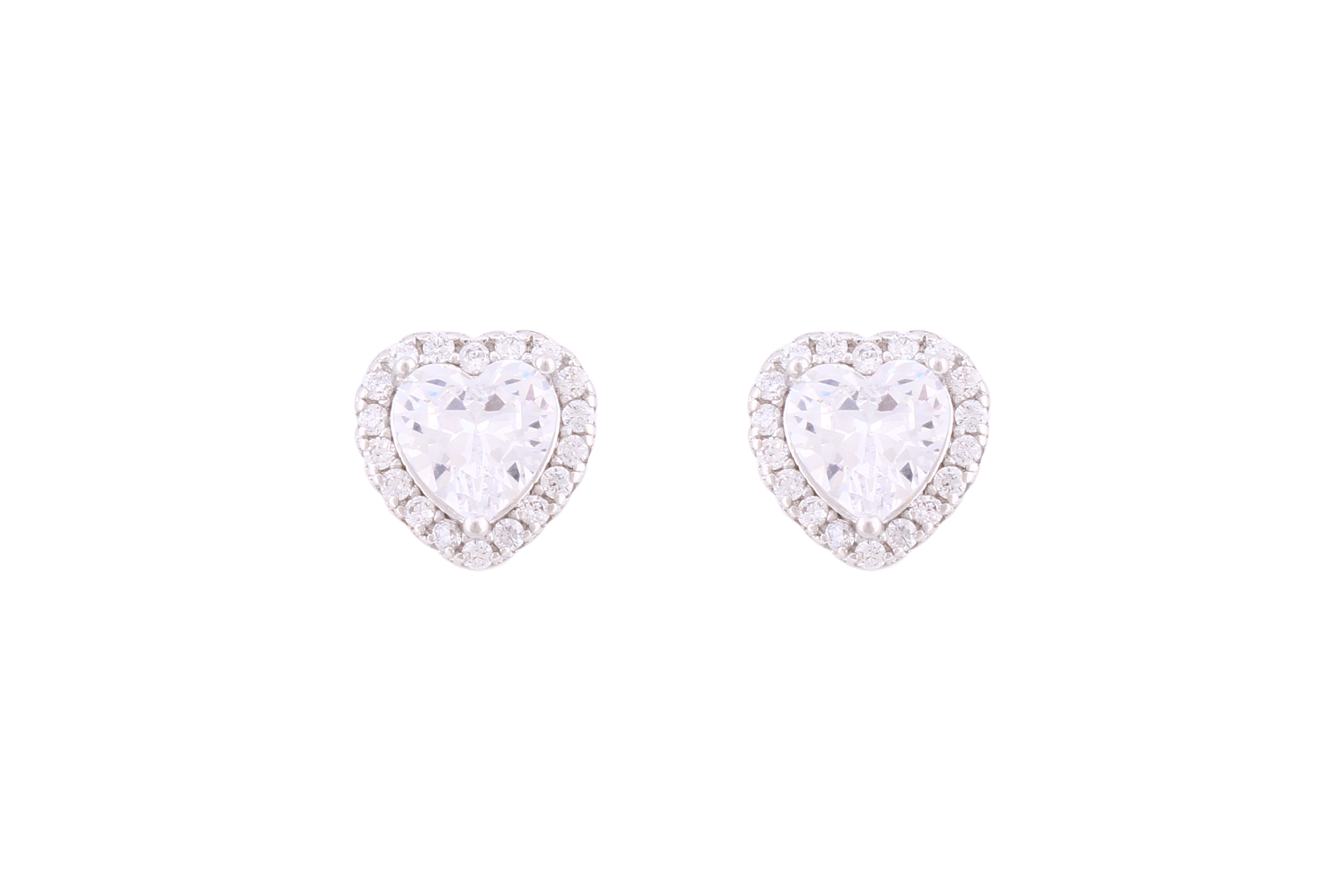 Asfour Crystal Stud Earrings With Heart Design Inlaid With Zircon In 925 Sterling Silver ED0061