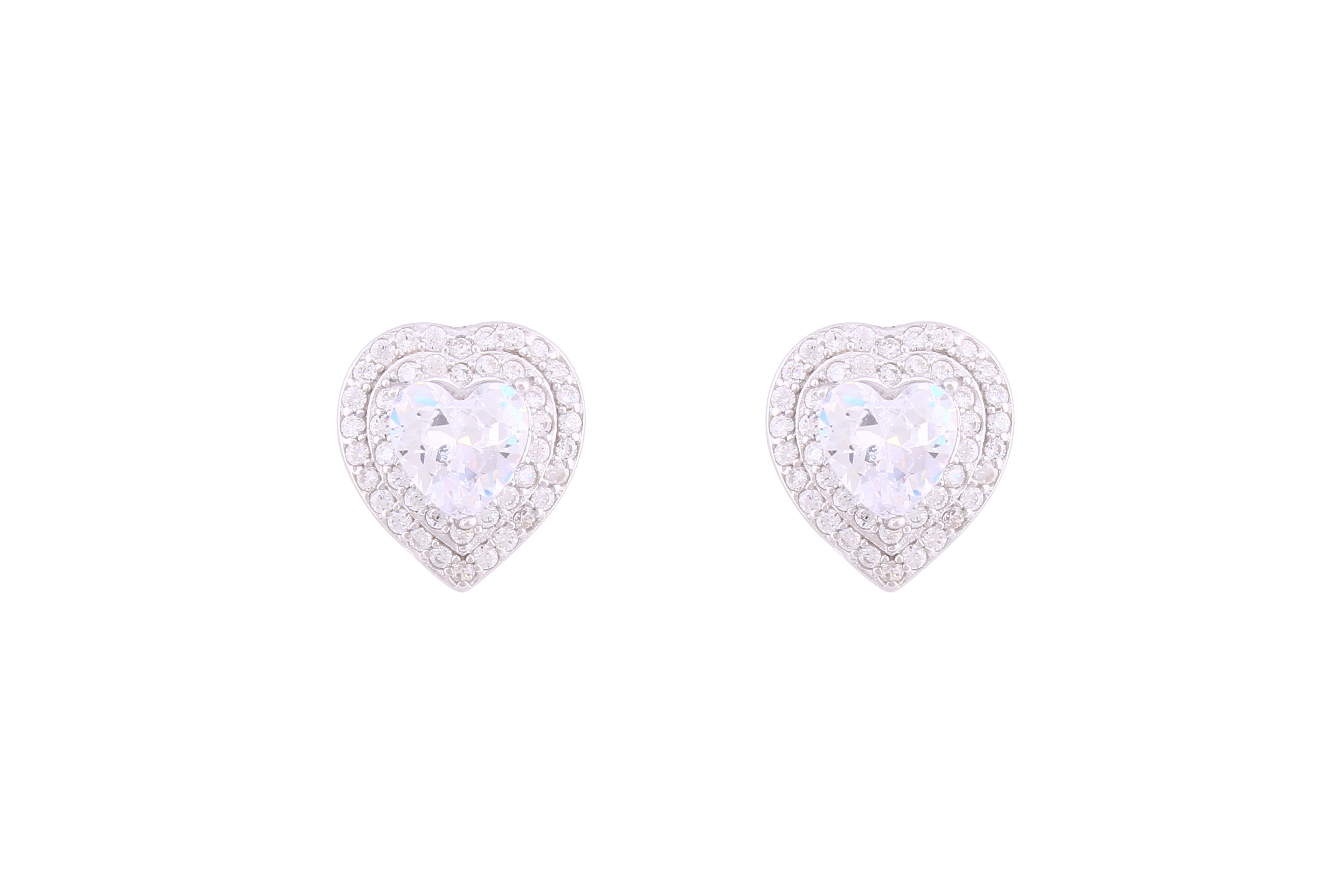 Asfour Crystal Stud Earrings With Heart Design Inlaid With Zircon In 925 Sterling Silver ED0062