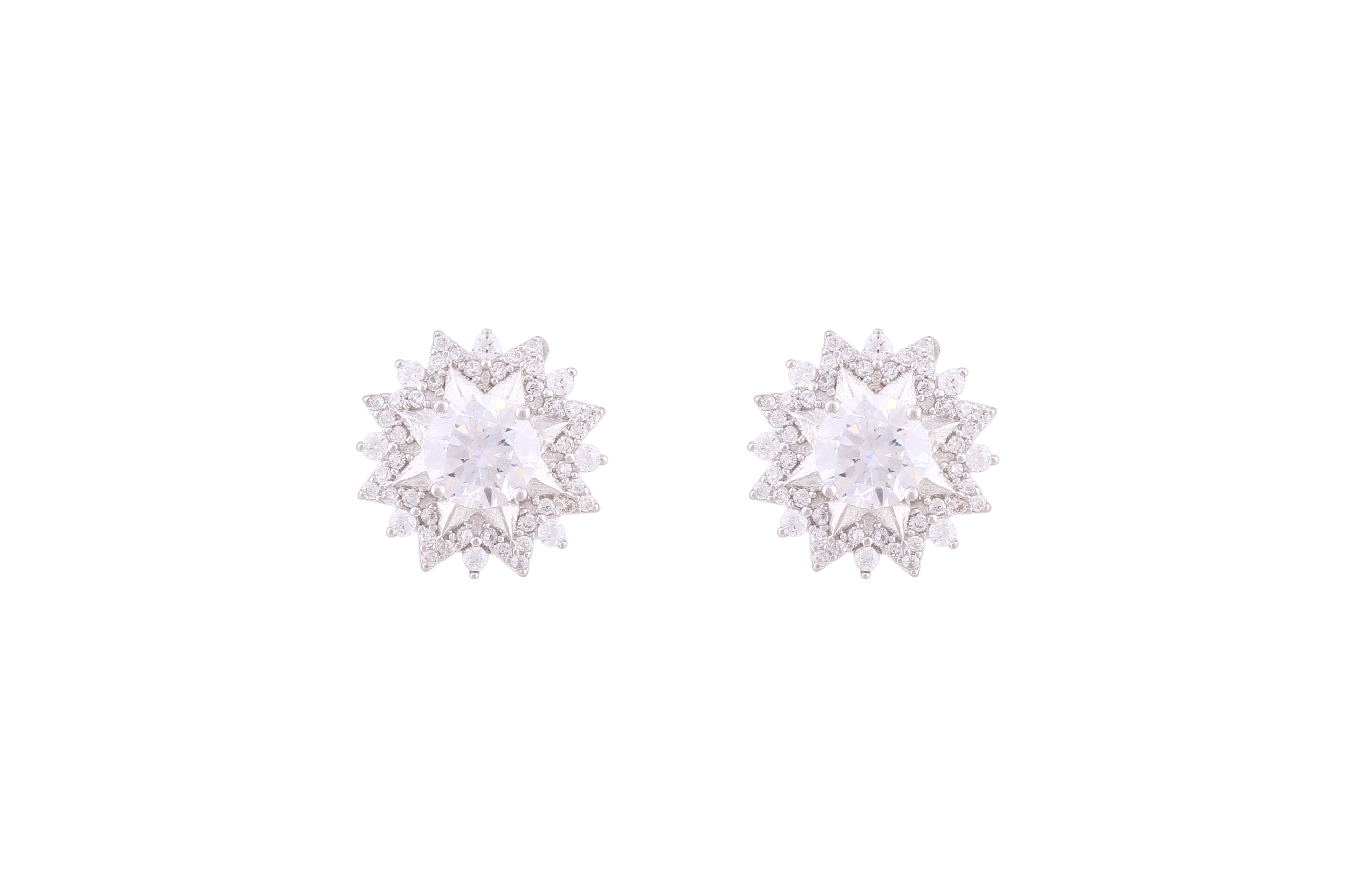 Asfour Crystal Stud Earrings With Flower Shape Inlaid With Zircon In 925 Sterling Silver ED0070