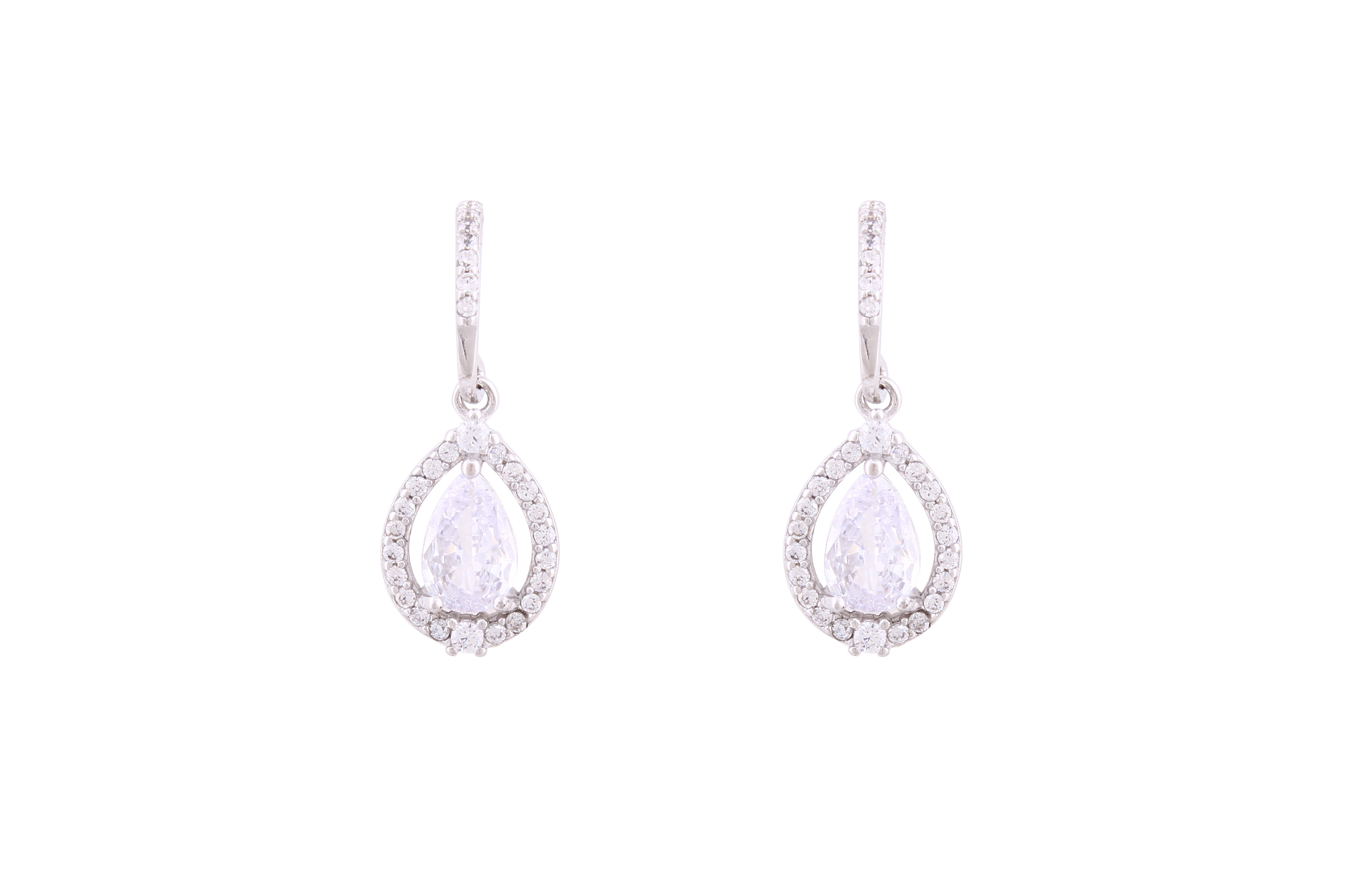 Asfour Crystal Stud Earrings With Pear Shape Inlaid With Zircon In 925 Sterling Silver ED0080