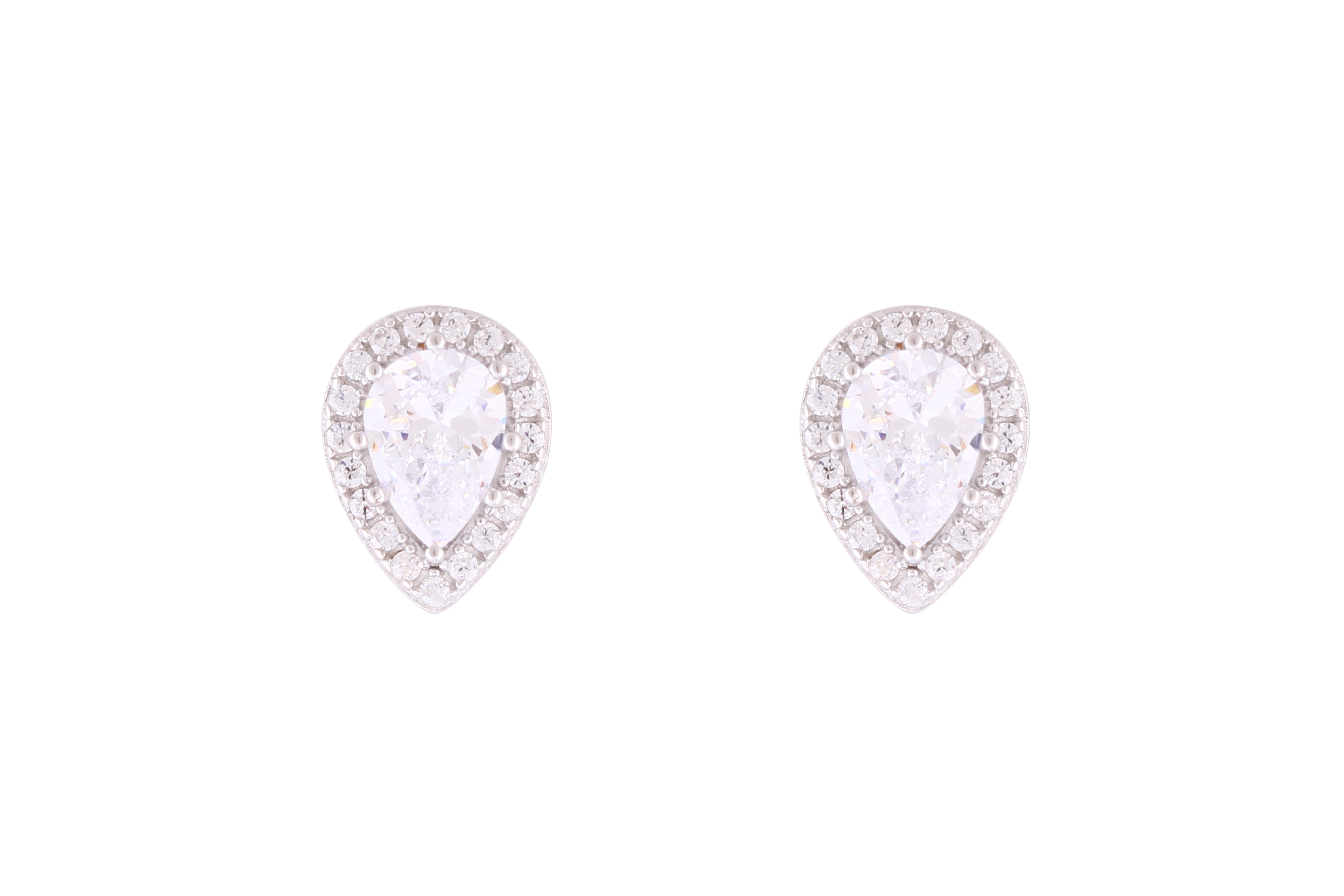 Asfour Crystal Stud Earrings With Pear Shape Inlaid With Zircon In 925 Sterling Silver ED0082