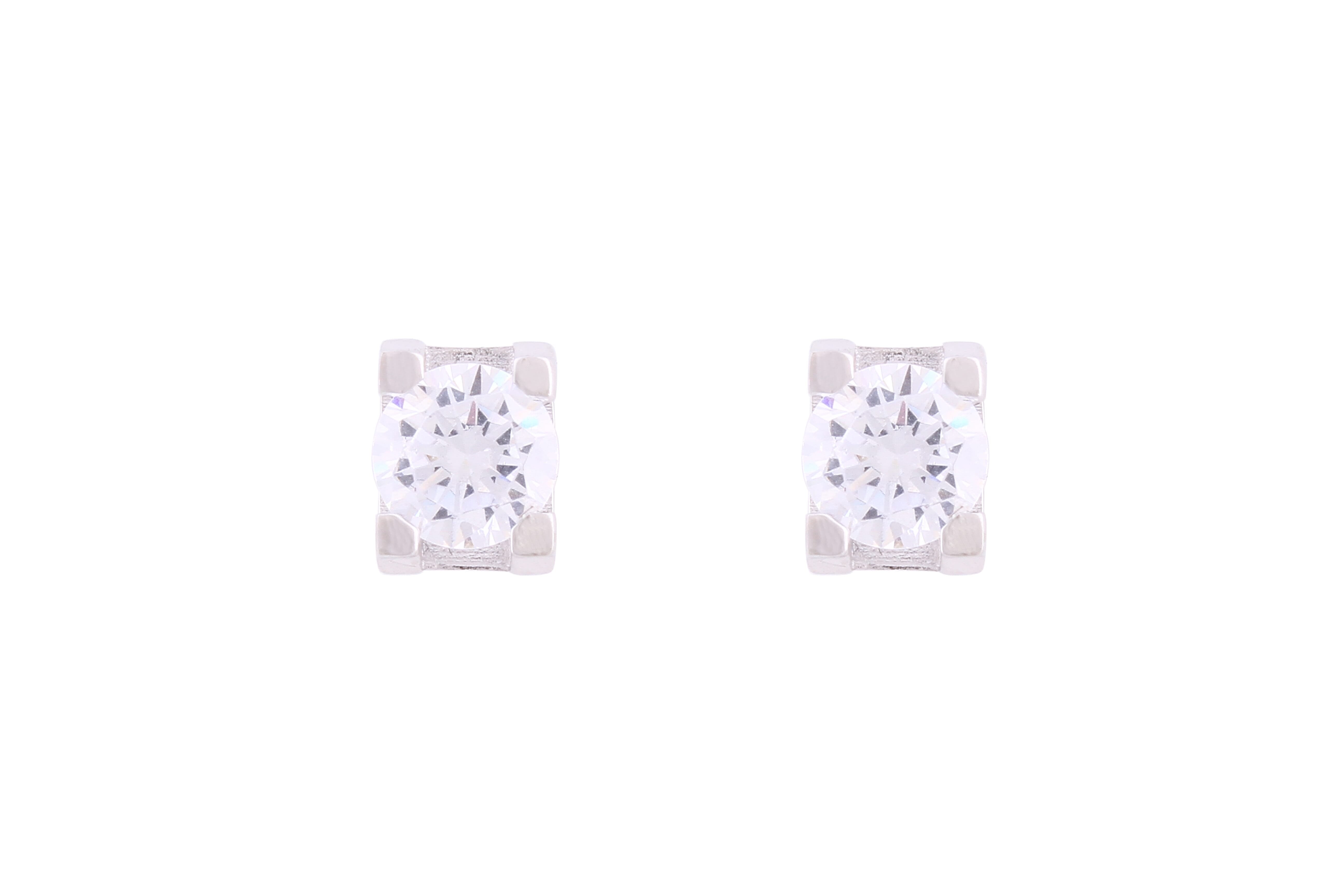 Asfour Crystal Stud Earrings With Inlaid With Round Zircon Stone In 925 Sterling Silver ED0095