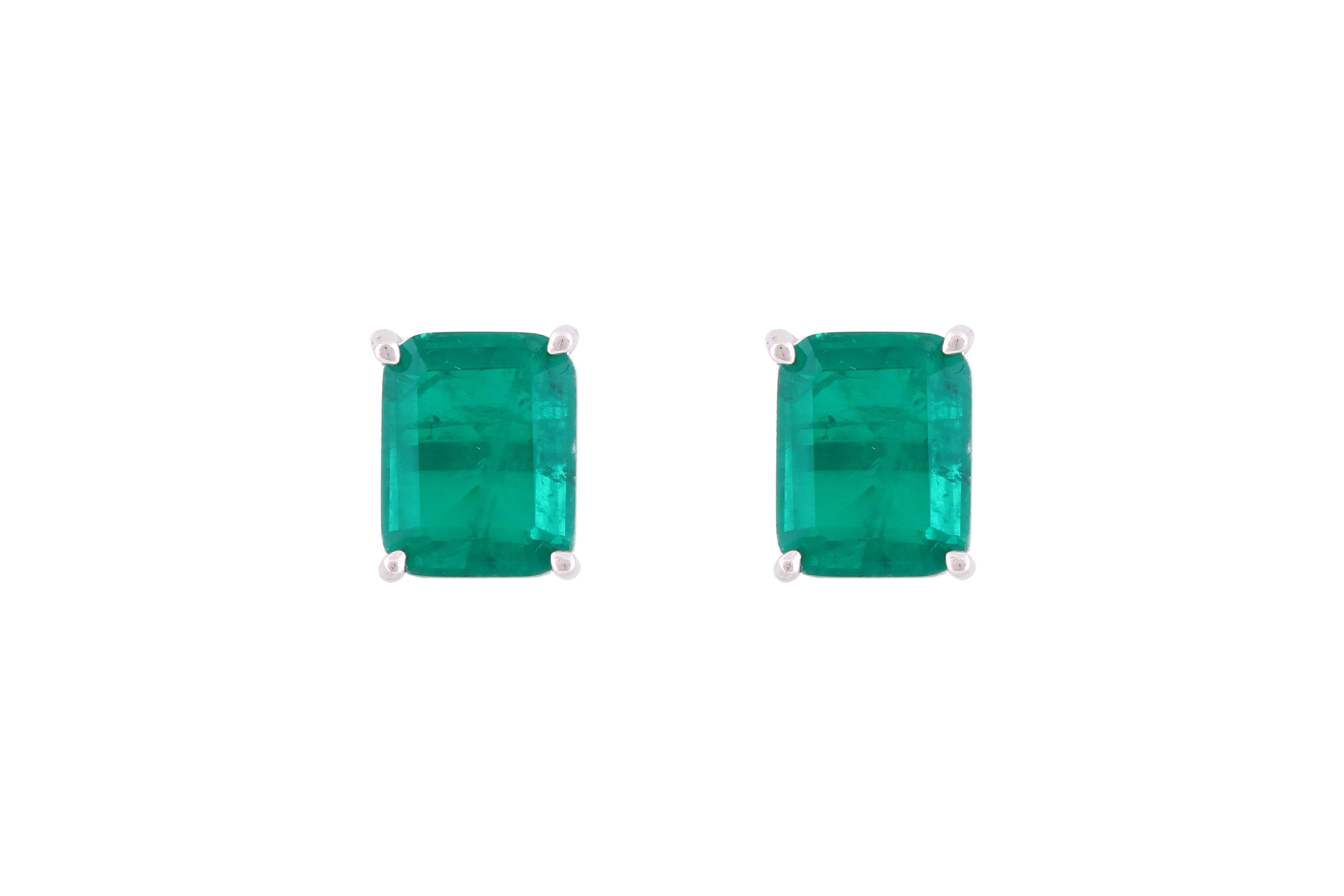 Asfour Crystal Stud Earrings With Emerald Zircon Stone In 925 Sterling Silver-ED0114-G