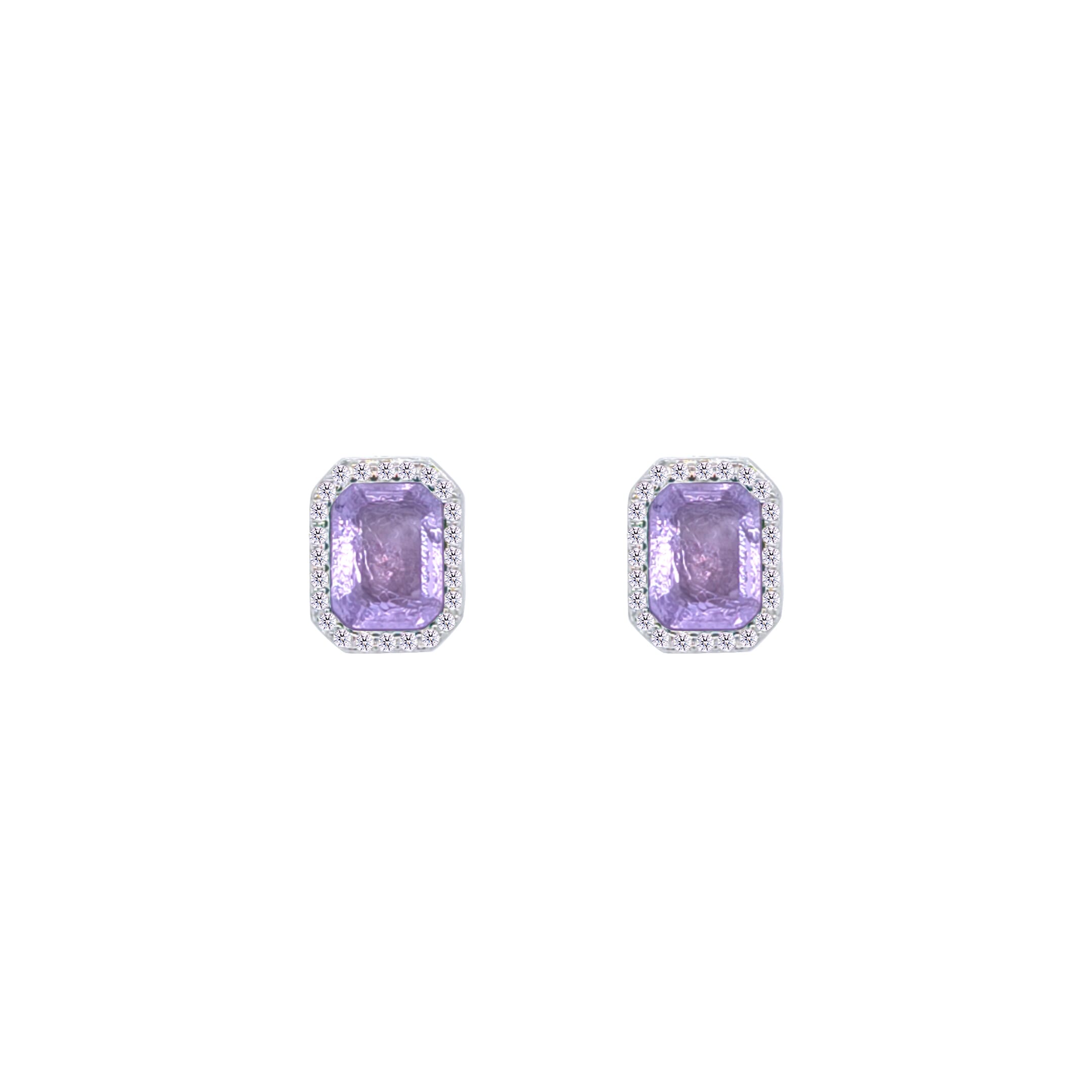 Asfour Crystal Hoop Earrings With Halo Turquoise Round Stone In 925 Sterling Silver-ED0124-GC