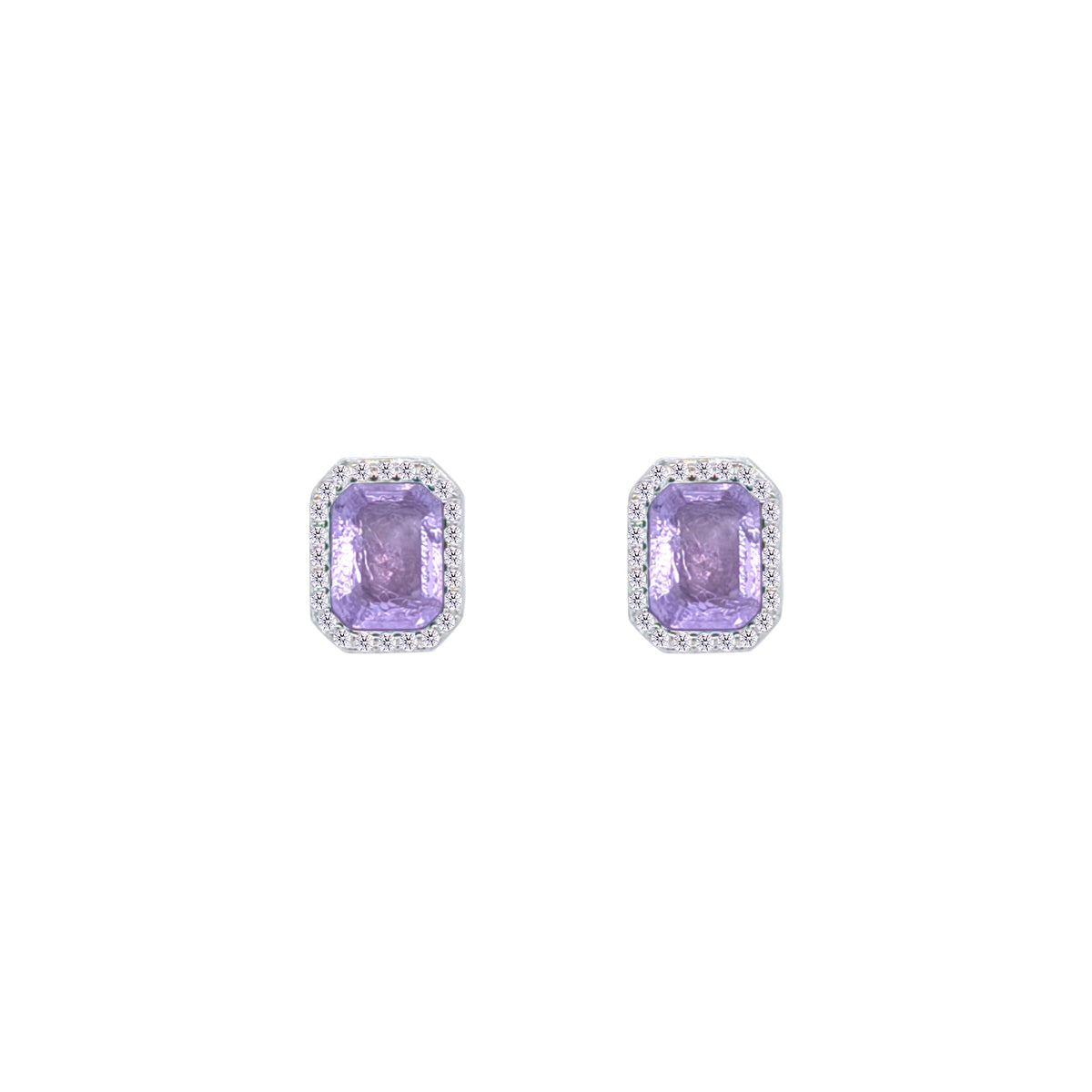 Asfour Crystal Hoop Earrings With Halo Turquoise Round Stone In 925 Sterling Silver-ED0124-GC