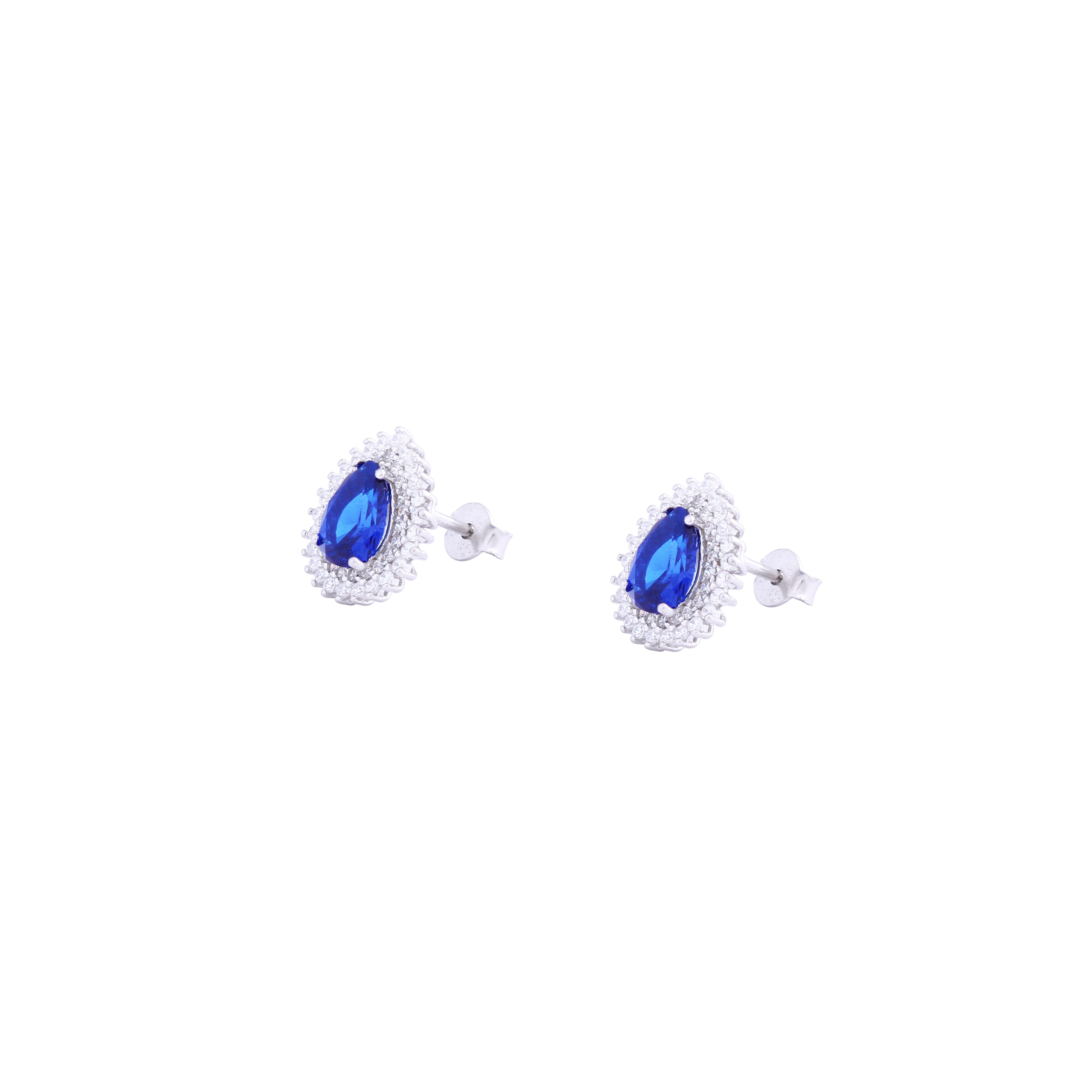 Asfour Stud Earrings with a Blue zircon Stone