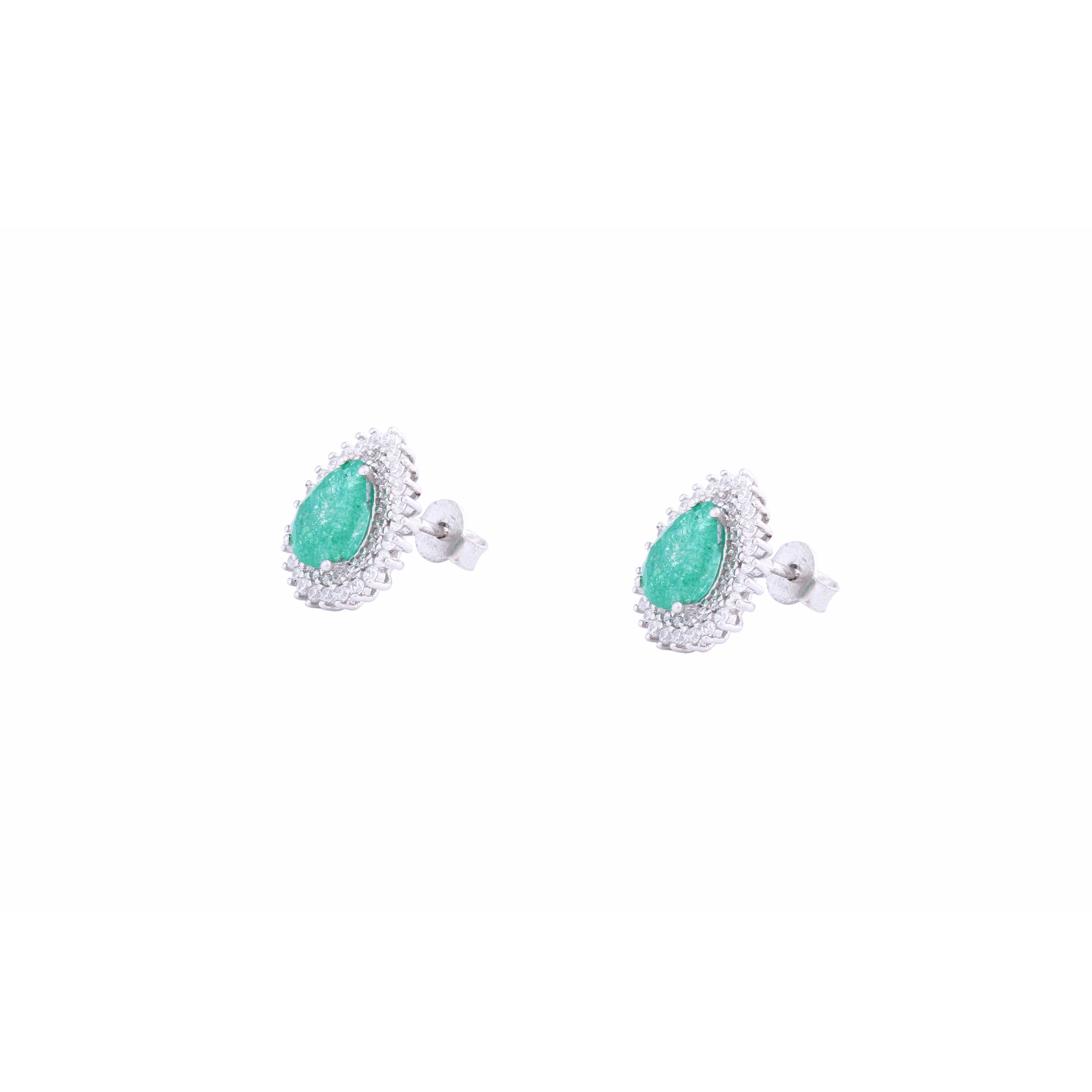 Asfour Stud Earrings with a Green zircon Stone