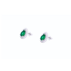 Asfour Stud Earrings with a Green zircon Stone