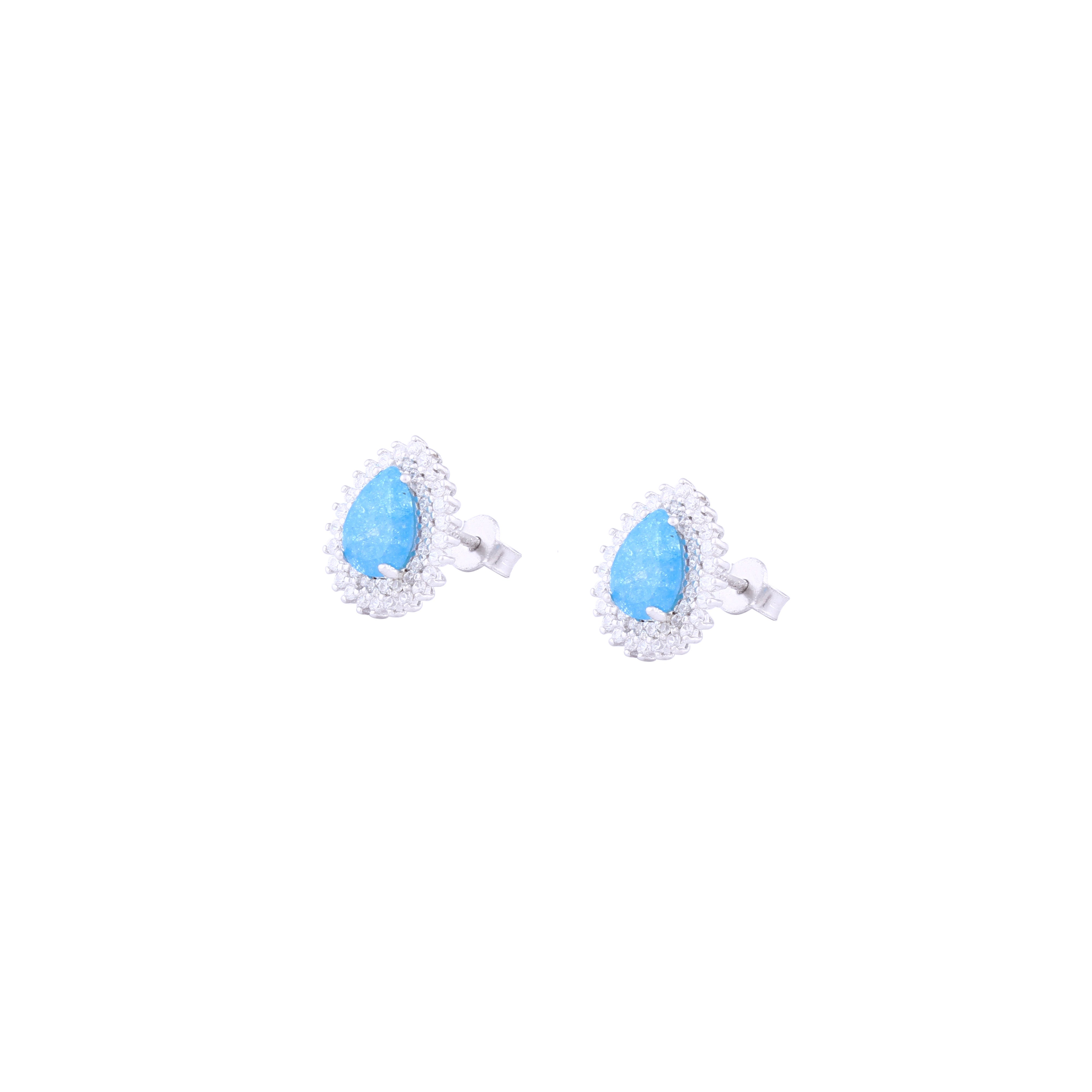 Asfour Stud Earrings with a Aquamarine zircon Stone