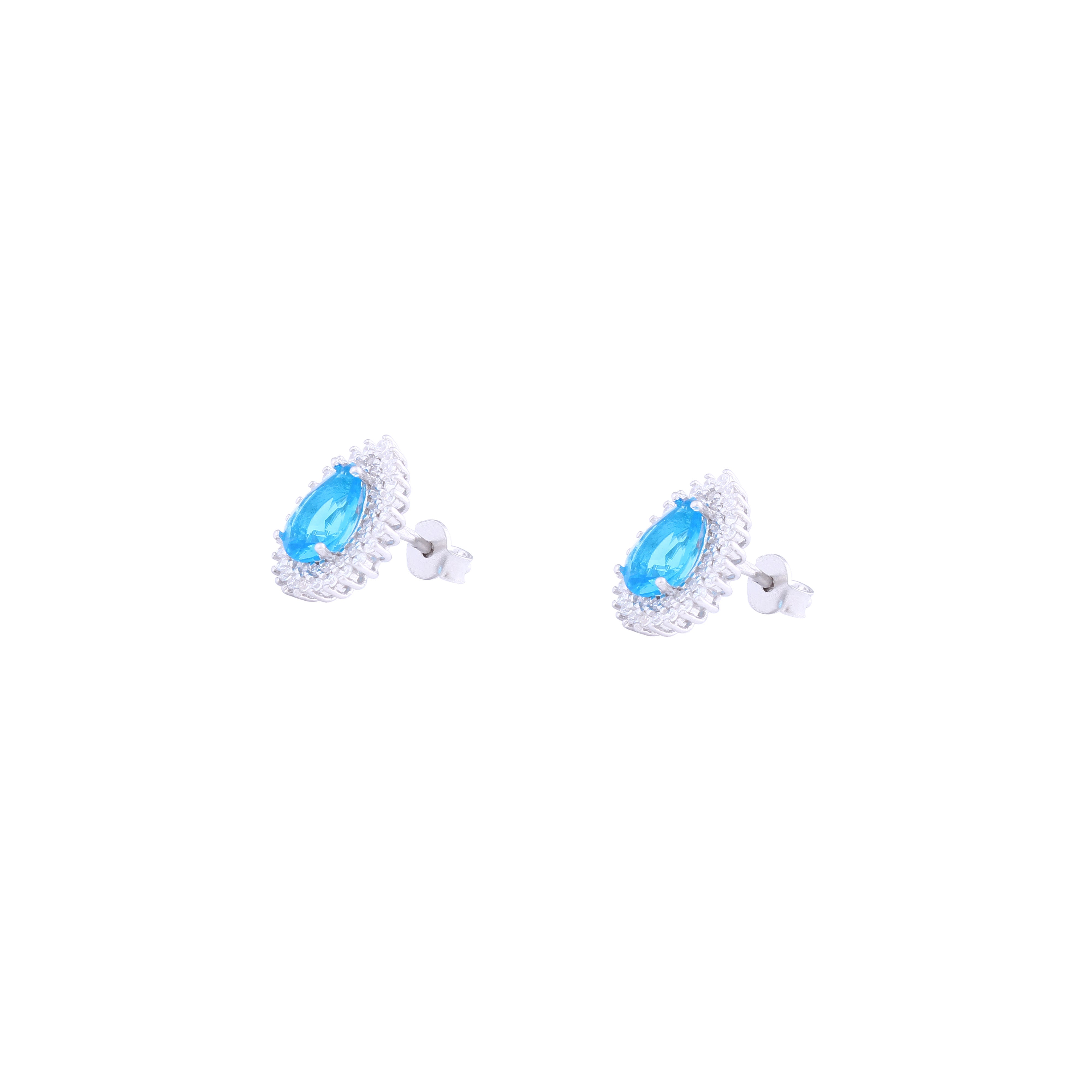 Asfour Stud Earrings with a Aquamarine zircon Stone