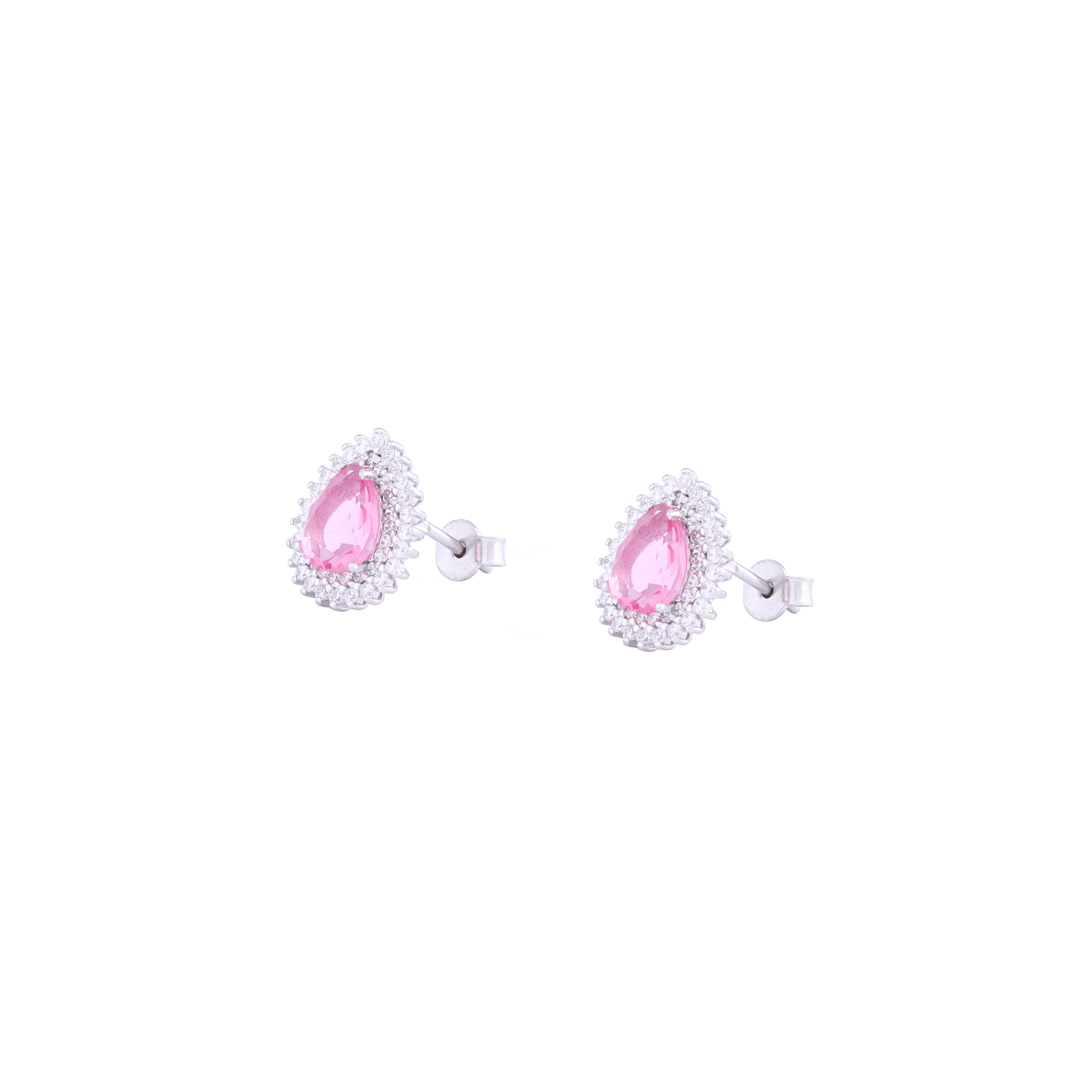 Asfour Stud Earrings with a Rose zircon Stone