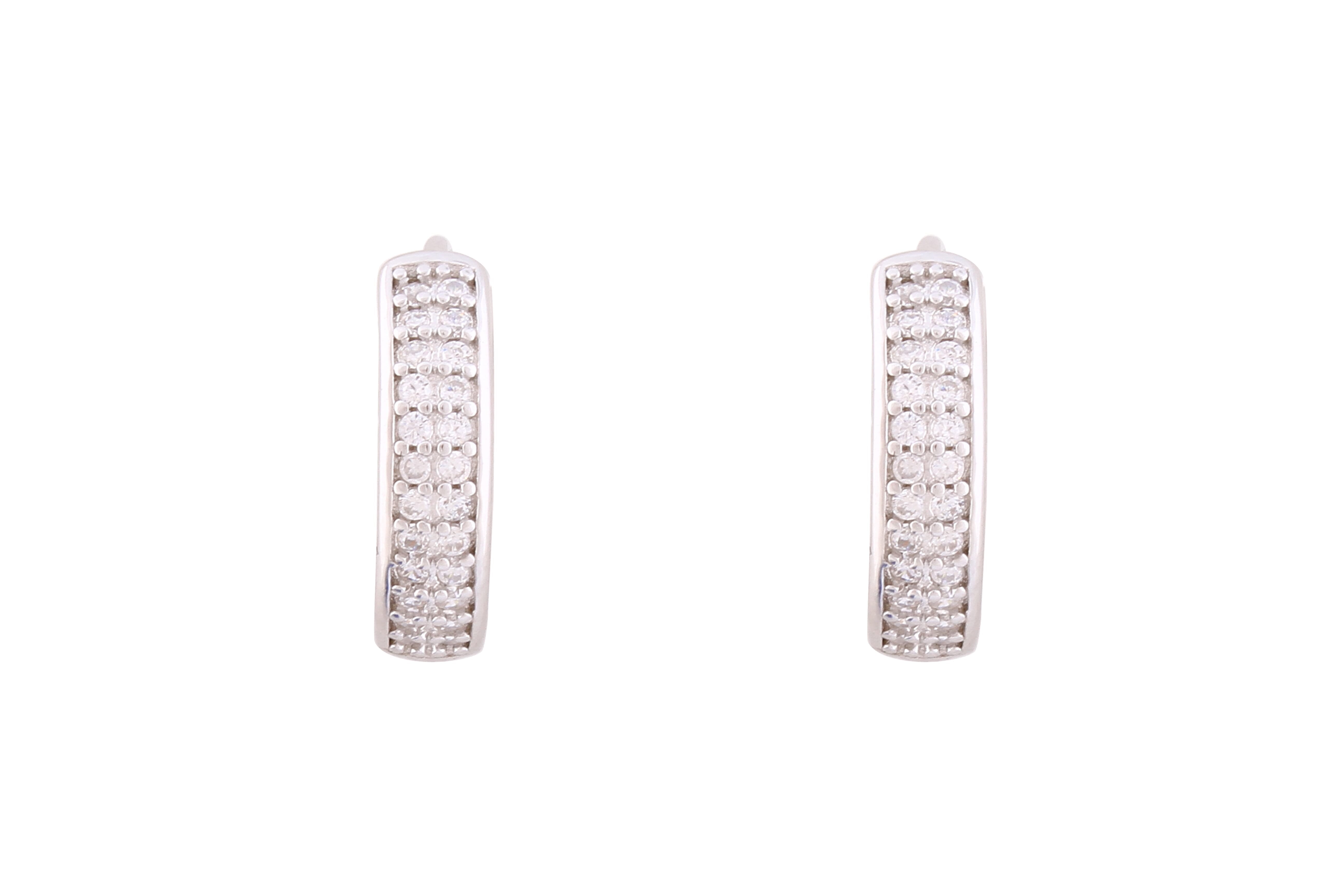 Asfour Crystal Hoop Earrings Inlaid With Round Zircon Stones In 925 Sterling Silver-EM0020