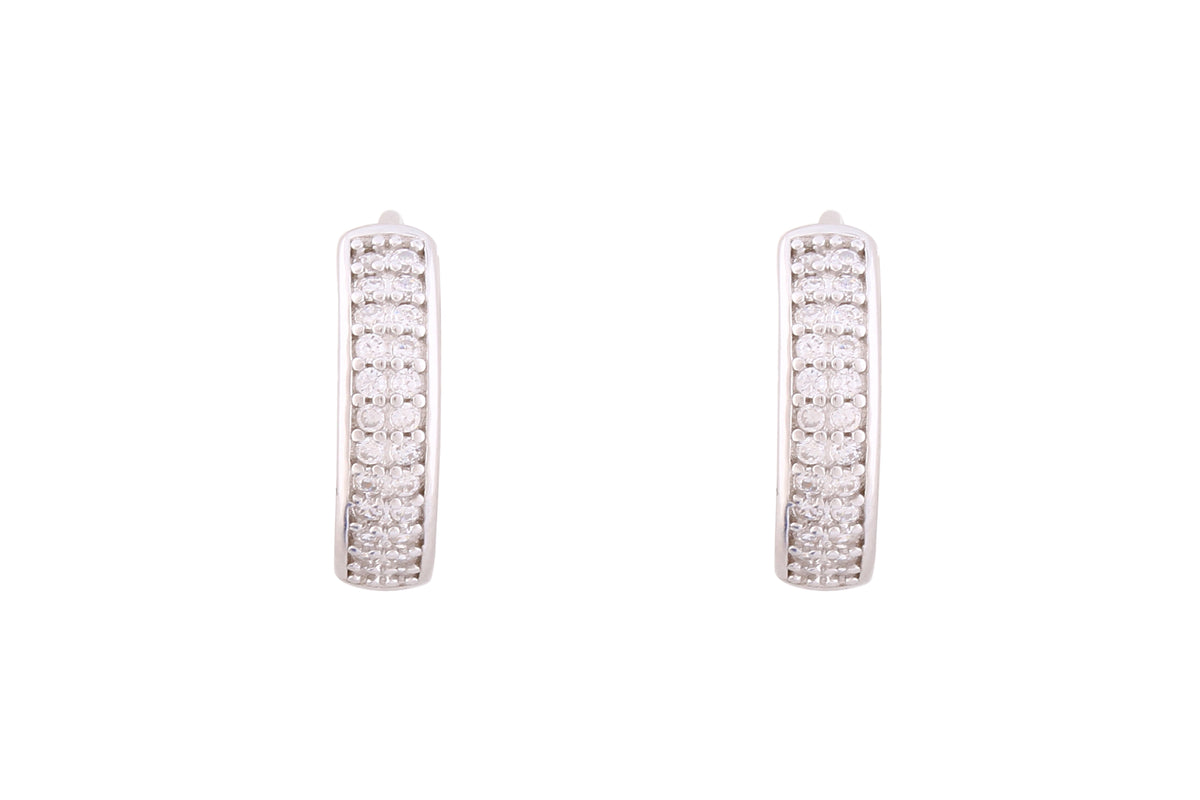 Asfour Crystal Hoop Earrings Inlaid With Round Zircon Stones In 925 Sterling Silver-EM0020