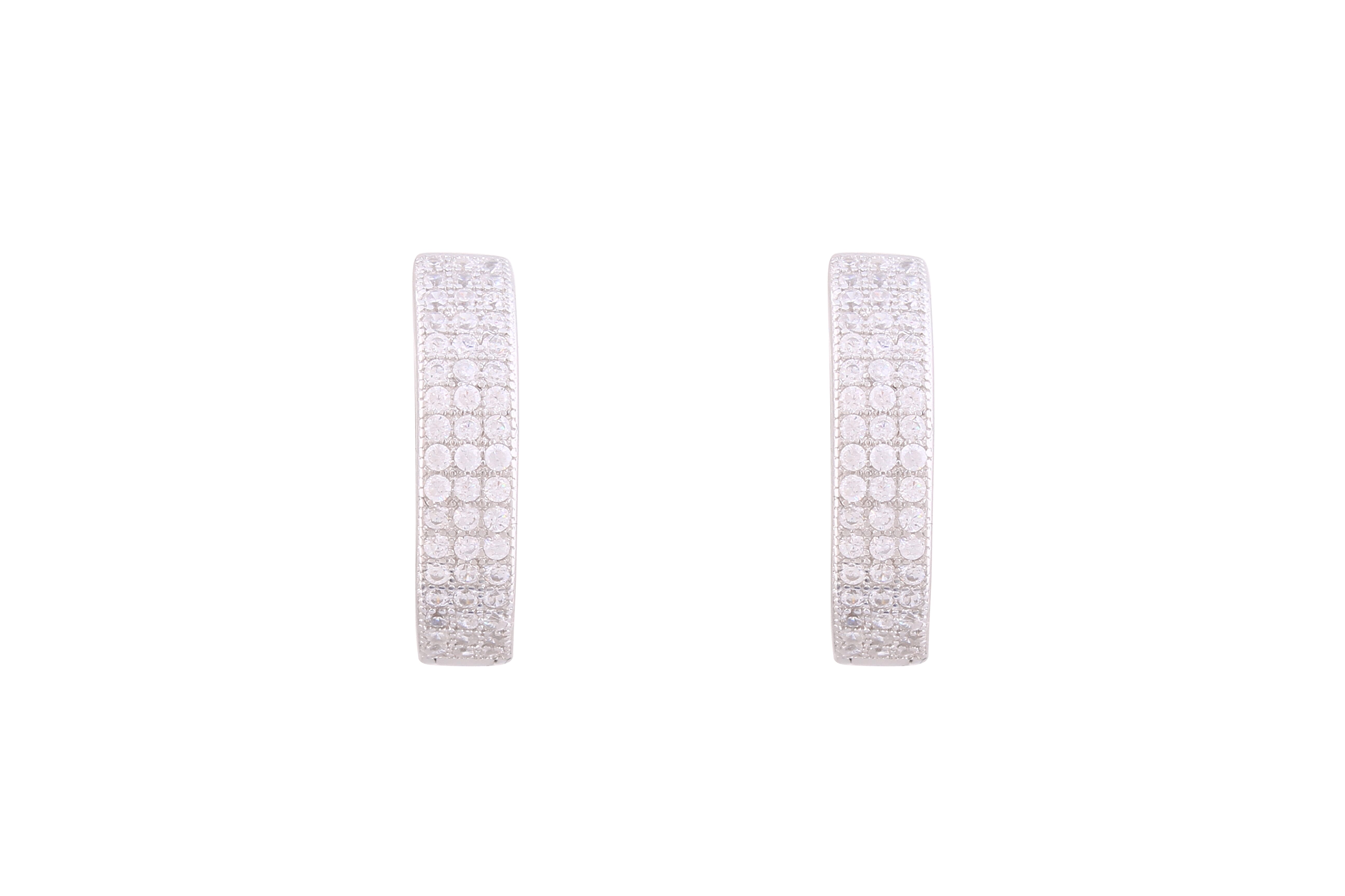 Asfour Crystal Hoop Earrings Inlaid With Round Zircon Stones In 925 Sterling Silver-EM0045