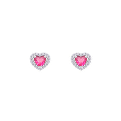 Asfour Crystal Hoop Earrings With Halo Turquoise Round Stone In 925 Sterling Silver-ED0124-GC