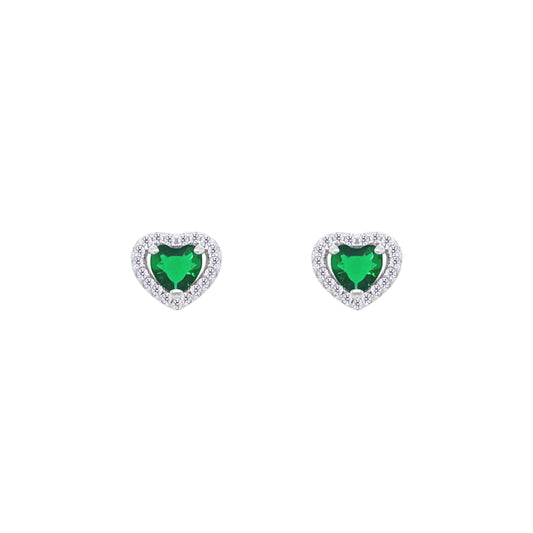 Asfour Crystal Hoop Earrings With Halo Turquoise Round Stone In 925 Sterling Silver-ED0124-GC
