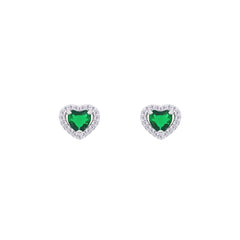 Asfour Crystal Hoop Earrings With Halo Turquoise Round Stone In 925 Sterling Silver-ED0124-GC