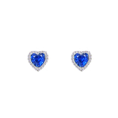 Asfour Crystal Hoop Earrings With Halo Turquoise Round Stone In 925 Sterling Silver-ED0124-GC