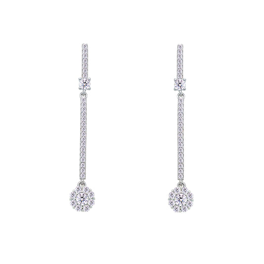 Asfour Crystal Hoop Earrings With Halo Turquoise Round Stone In 925 Sterling Silver-ED0124-GC