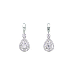 Asfour Crystal Hoop Earrings With Halo Turquoise Round Stone In 925 Sterling Silver-ED0124-GC