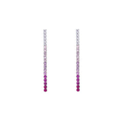 Asfour Crystal Hoop Earrings With Halo Turquoise Round Stone In 925 Sterling Silver-ED0124-GC