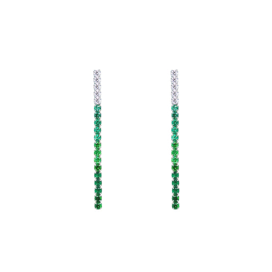 Asfour Crystal Hoop Earrings With Halo Turquoise Round Stone In 925 Sterling Silver-ED0124-GC
