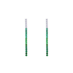 Asfour Crystal Hoop Earrings With Halo Turquoise Round Stone In 925 Sterling Silver-ED0124-GC