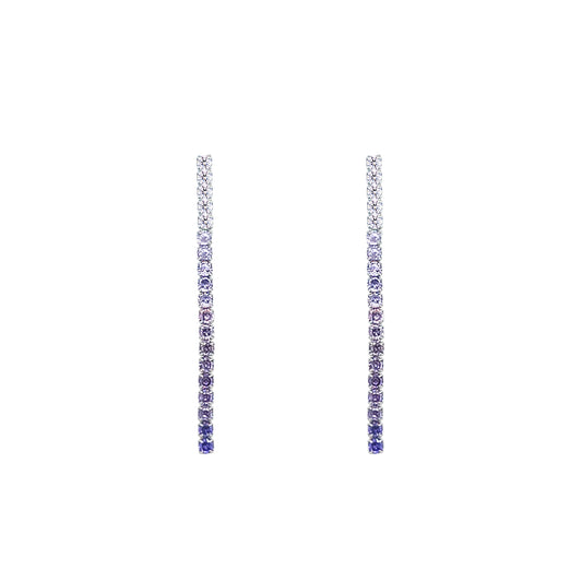 Asfour Crystal Hoop Earrings With Halo Turquoise Round Stone In 925 Sterling Silver-ED0124-GC