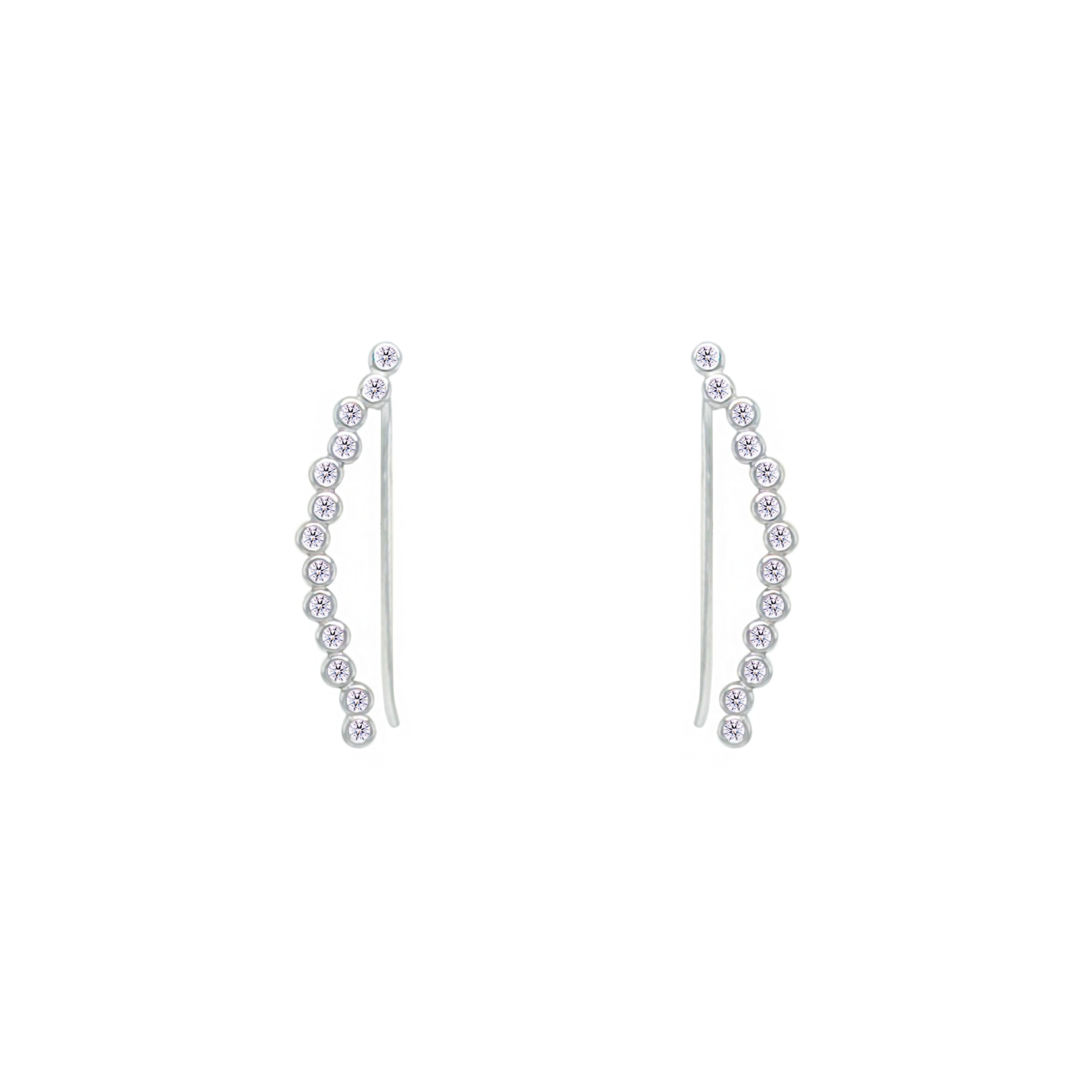 Asfour Crystal Hoop Earrings With Halo Turquoise Round Stone In 925 Sterling Silver-ED0124-GC