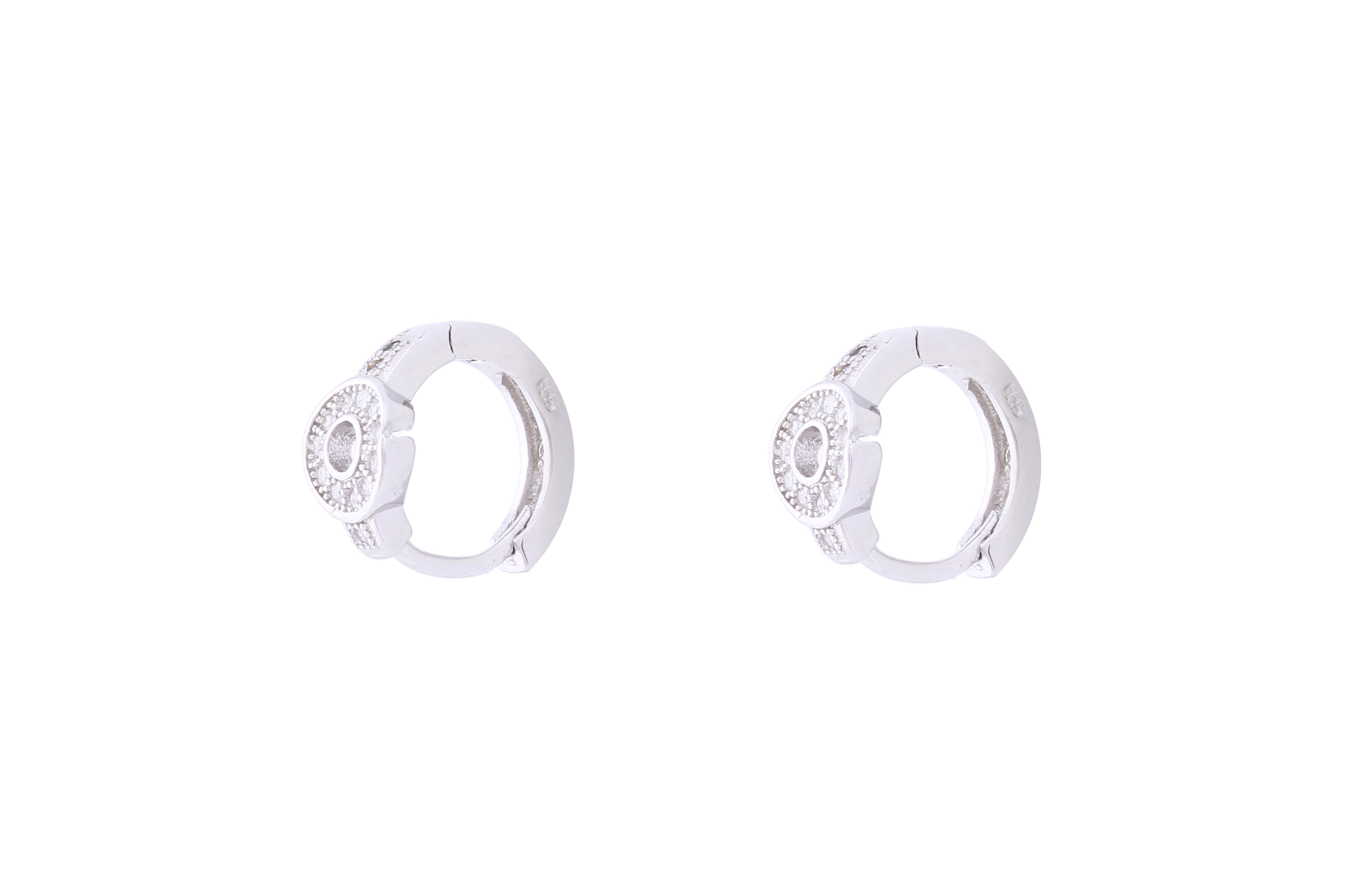 Asfour Crystal Hoop Earring With  Round  Design in 925 Sterling Silver ER0398